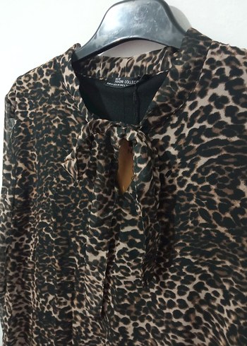 Bohem Tarz Kahverengi Leopar Desenli Uzun Kollu Elbise - Görsel 4