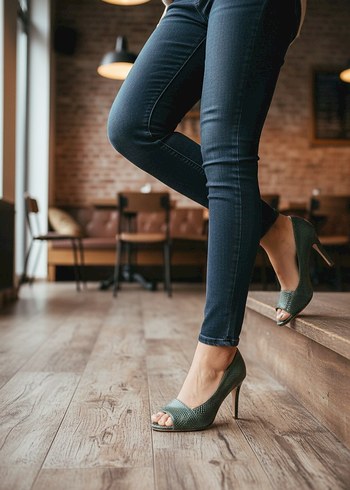 Yeşil Topuklu Ayakkabı  37 Numara  Hiç Giyilmemiş - Görsel 6