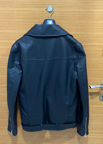 Sıfır ürün Siyah Erkek Biker Deri Ceket - Görsel 2