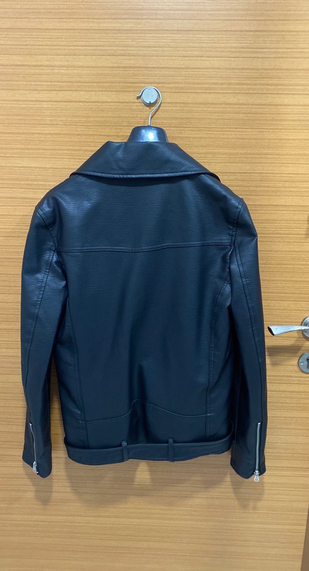 Sıfır ürün Siyah Erkek Biker Deri Ceket - Görsel 2