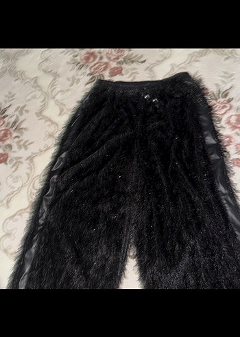 Siyah Kürklü Midi Kadın Pantolon - Görsel 2