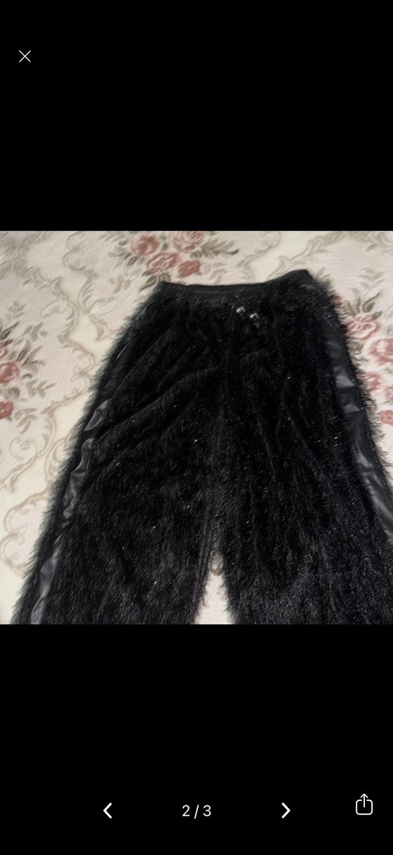 Siyah Kürklü Midi Kadın Pantolon - Görsel 2