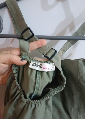 Kadın Haki Midi Keten Kolsuz Tulum - Görsel 2