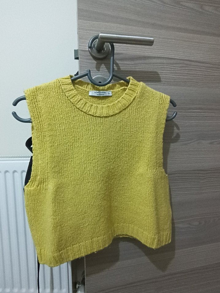 Sarı Beyaz Düğmeli Uzun Kollu  Gömlek - Görsel 2