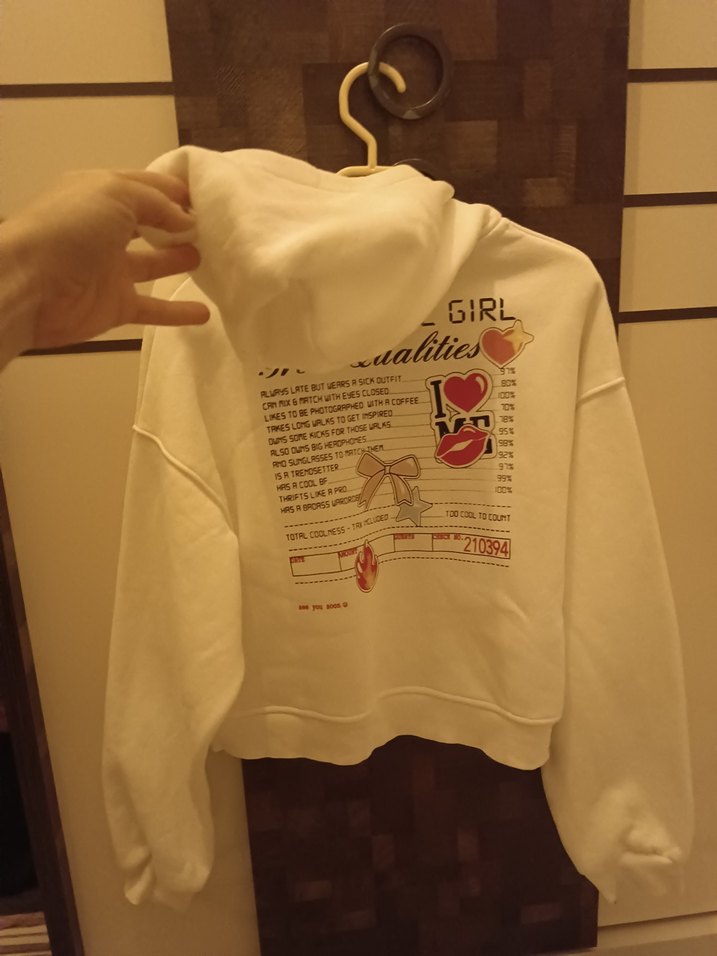 Beyaz Baskılı Kadın Sweatshirt - Görsel 2