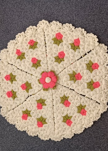 Çiçekli el örgüsü banyo lifi ikili takım lif - Görsel 3