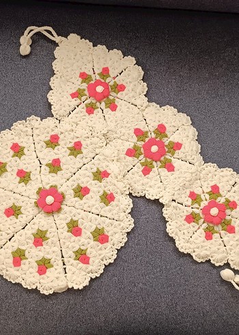 Çiçekli el örgüsü banyo lifi ikili takım lif - Görsel 2