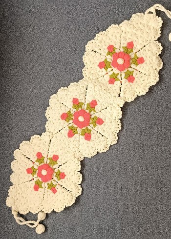 Çiçekli el örgüsü banyo lifi ikili takım lif - Görsel 4