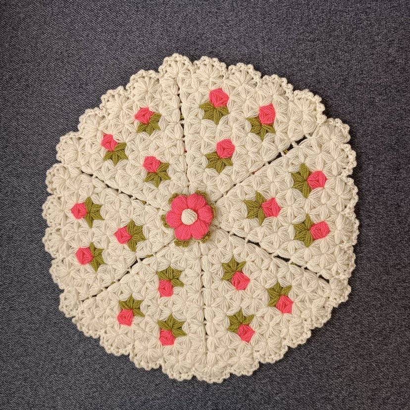 Çiçekli el örgüsü banyo lifi ikili takım lif - Görsel 3