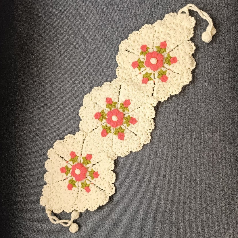 Çiçekli el örgüsü banyo lifi ikili takım lif - Görsel 4