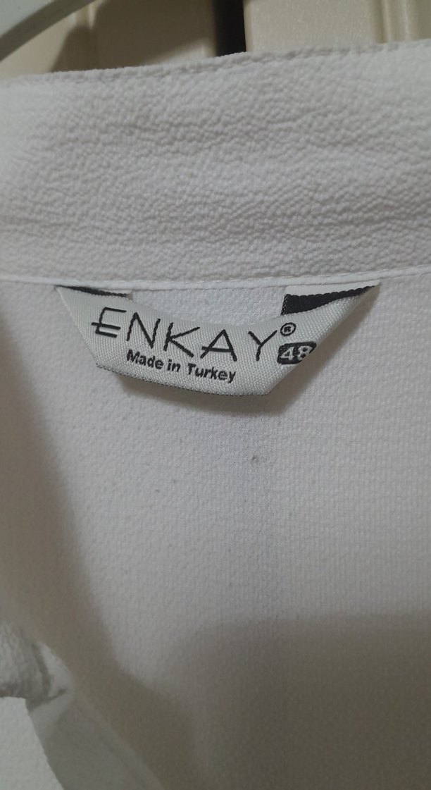 Nakışlı Beyaz Pamuklu Uzun Kollu Keten Krep Gömlek - Görsel 2