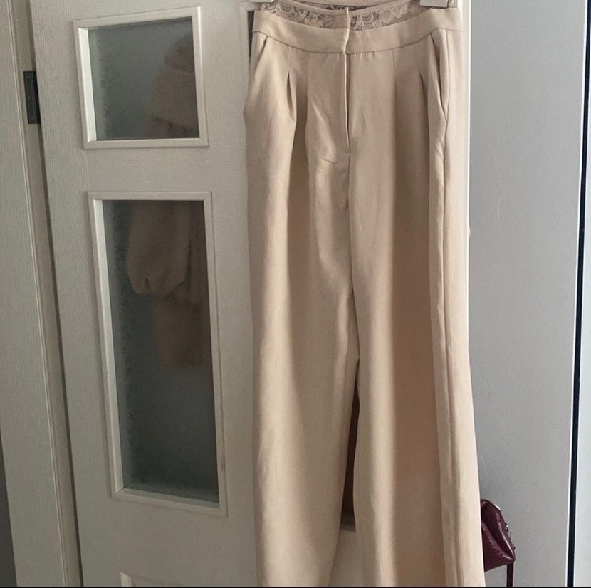 Bej Midi Kadın Kumaş Pantolon - Görsel 2