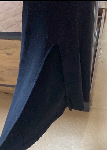 Siyah Yüksek Yakalı Uzun Kollu Elbise - Görsel 4