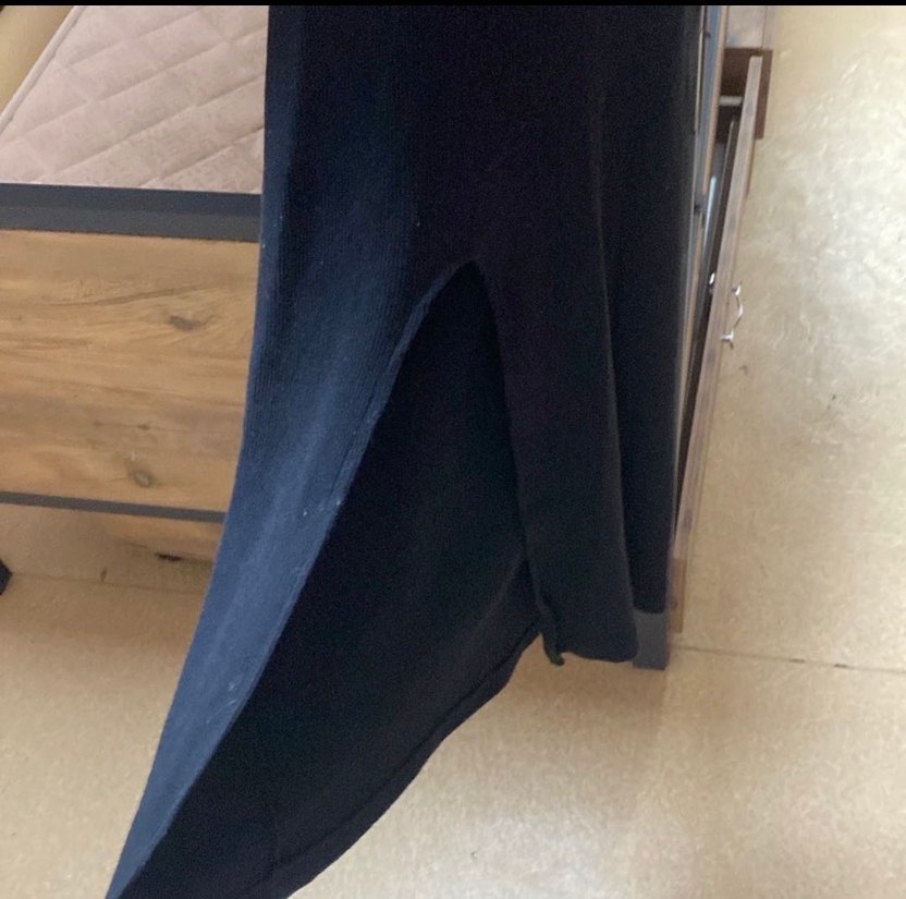 Siyah Yüksek Yakalı Uzun Kollu Elbise - Görsel 4