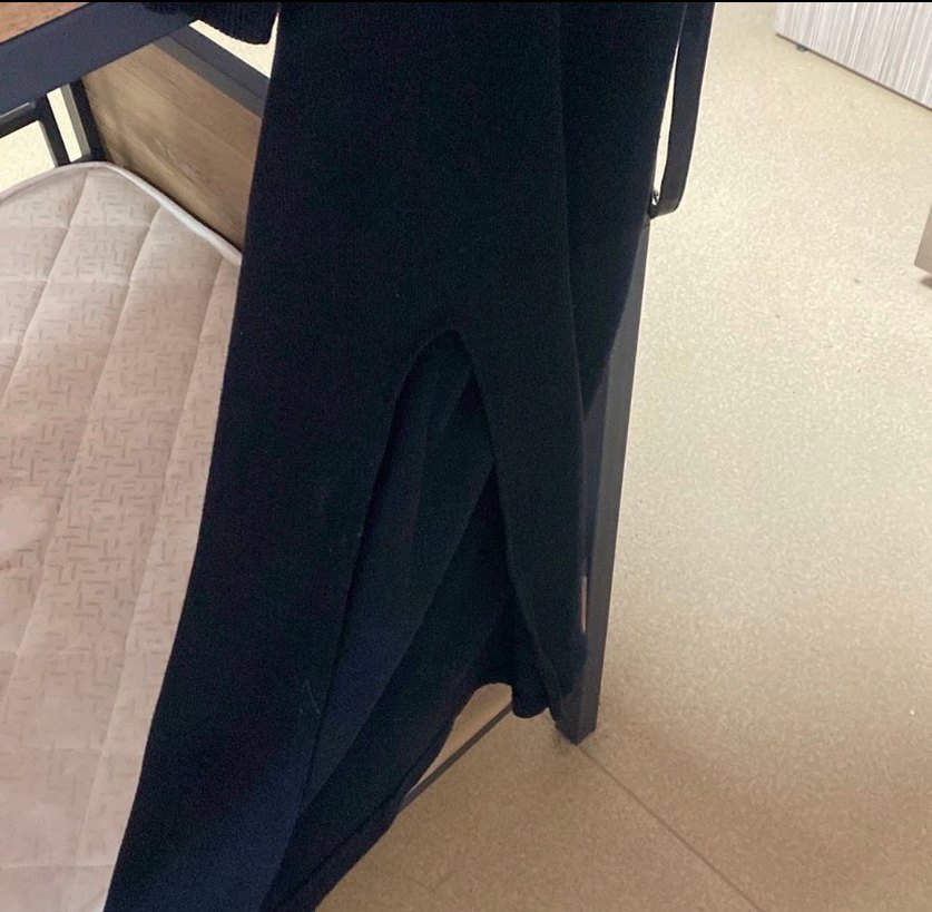 Siyah Yüksek Yakalı Uzun Kollu Elbise - Görsel 2