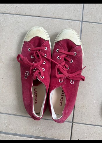 Lacoste kırmızı bordo Süet Bağcıklı Kadın Sneaker - Görsel 2