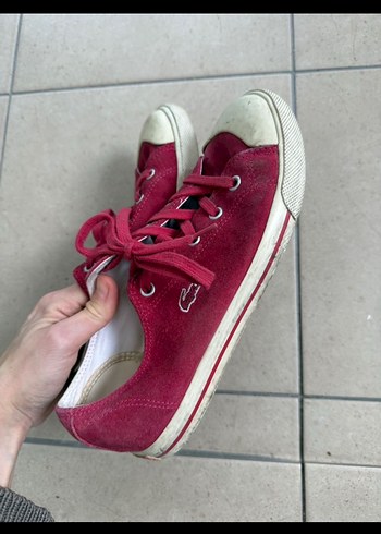 Lacoste kırmızı bordo Süet Bağcıklı Kadın Sneaker - Görsel 3