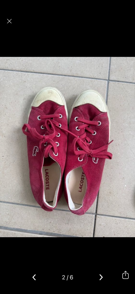 Lacoste kırmızı bordo Süet Bağcıklı Kadın Sneaker - Görsel 2