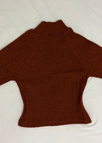 Kahverengi Boğazlı Triko Kadın Kazak - Görsel 2