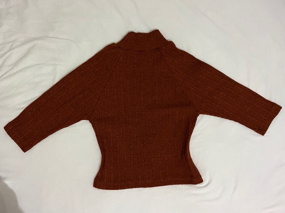 Kahverengi Boğazlı Triko Kadın Kazak - Görsel 2