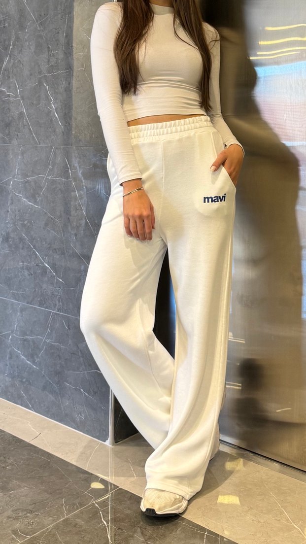 Mavi Beyaz Kadın Rahat Kesim Eşofman Altı - Görsel 2