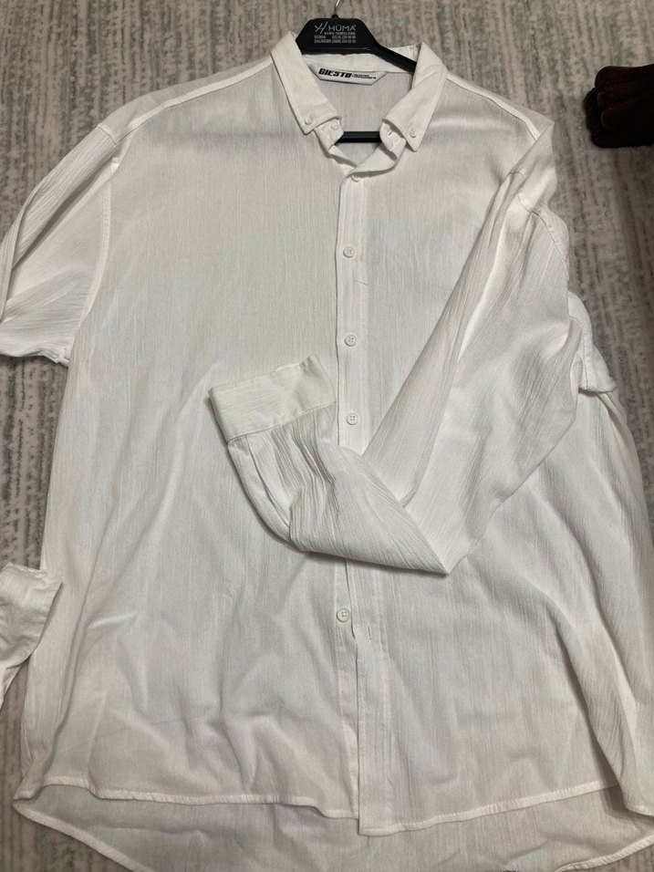 Beyaz Keten Erkek Gömlek - Görsel 2
