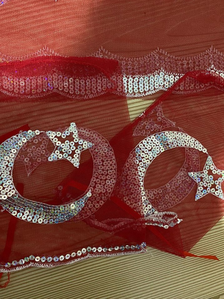 Kırmızı Payetli Kadın Şal Asker şalı - Görsel 3