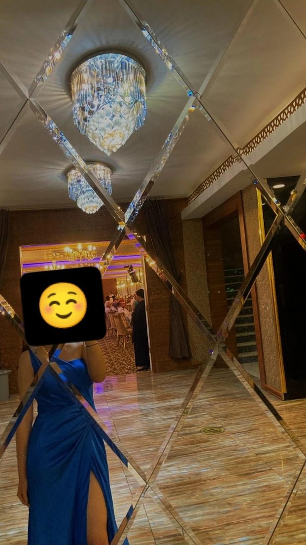 Mavi Drapeli Uzun Kadın Abiye Elbise - Görsel 2