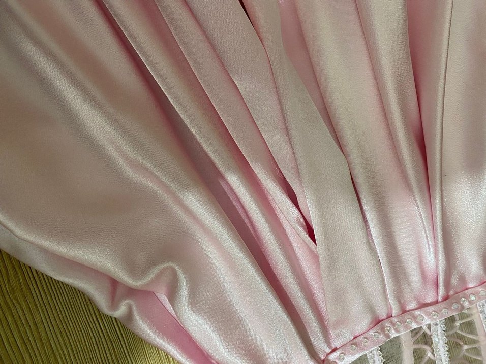 Pembe Drapeli Uzun Straplez Kadın Abiye - Görsel 5