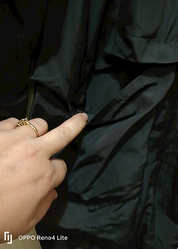 Düğmeli Siyah Midi  Kaban - Görsel 6