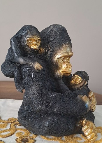 Altın Detaylı Koyu Renkli Maymun Figürü - Görsel 2