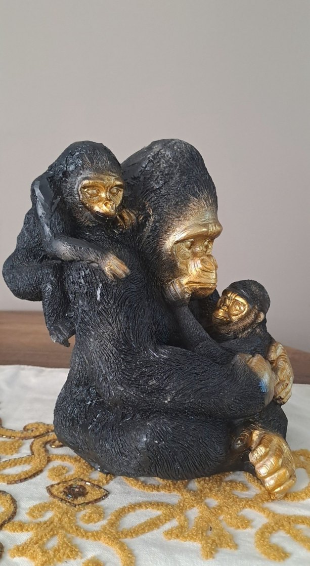 Altın Detaylı Koyu Renkli Maymun Figürü - Görsel 2
