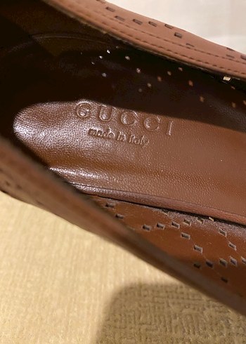 GUCCI Delikli, Bej Deri Topuklu Kadın Ayakkabı - Görsel 9