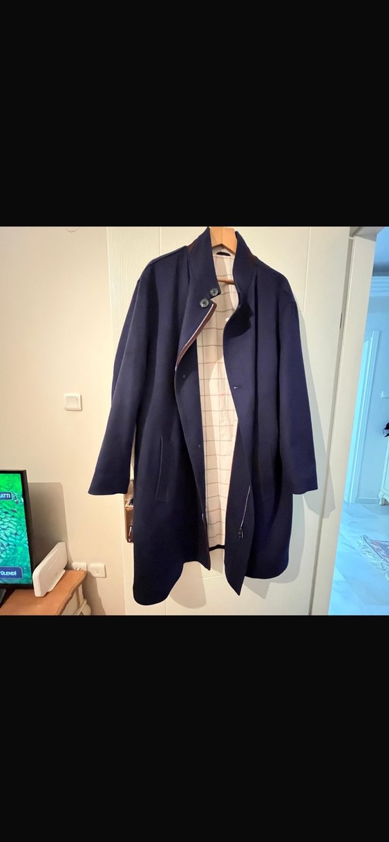 ADAMO Palto Düz Lacivert Midi Erkek Kaban - Görsel 2