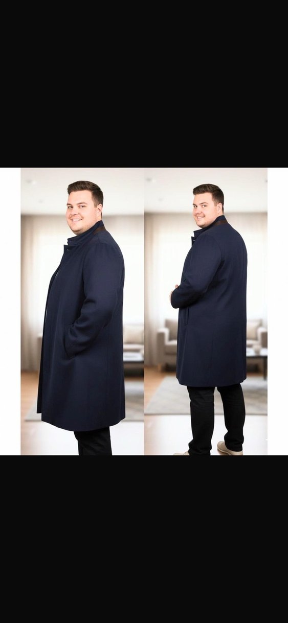 ADAMO Palto Düz Lacivert Midi Erkek Kaban - Görsel 3