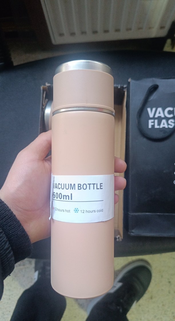 Bej Termos ve İki Bardak Seti - Görsel 3