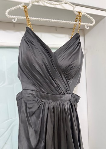 Siyah Drapeli Uzun Abiye Elbise - Görsel 3