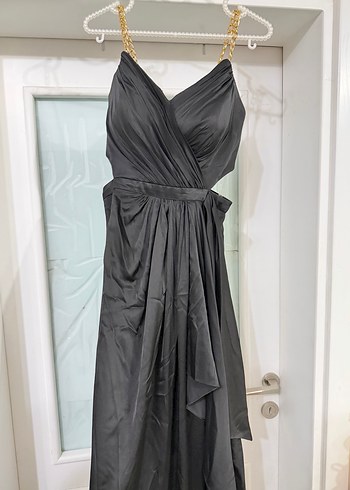 Siyah Drapeli Uzun Abiye Elbise - Görsel 2