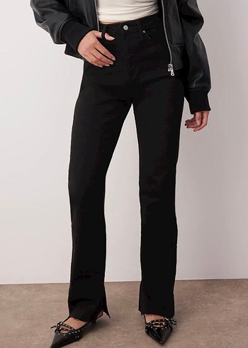 Siyah Regular Fit Midi Kadın Kot Pantolon - Görsel 2