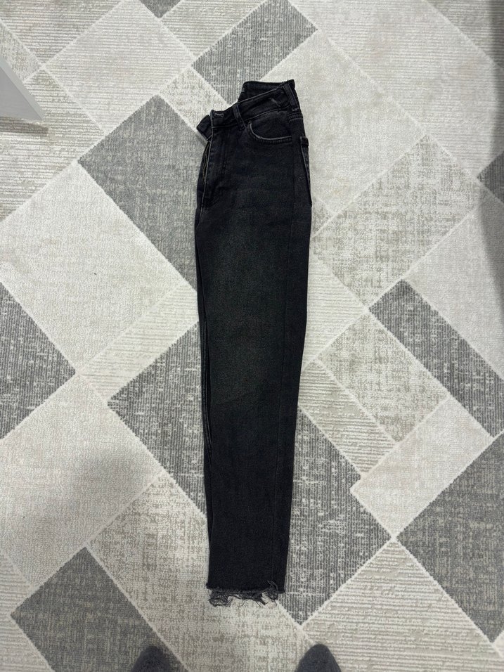 Gri Bağcıklı Kadın Denim Pantolon - Görsel 2