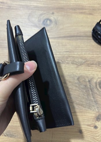 Siyah Deri Tokalı Kadın Portföy Cüzdan - Görsel 2