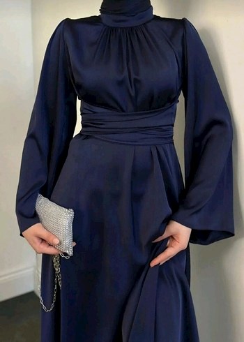 İspanyol kollu beli bağlamalı abiye-elbise - Görsel 2