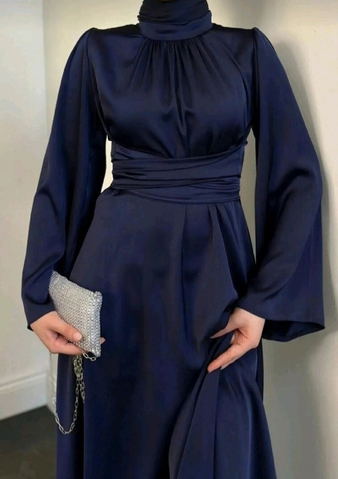 İspanyol kollu beli bağlamalı abiye-elbise - Görsel 2