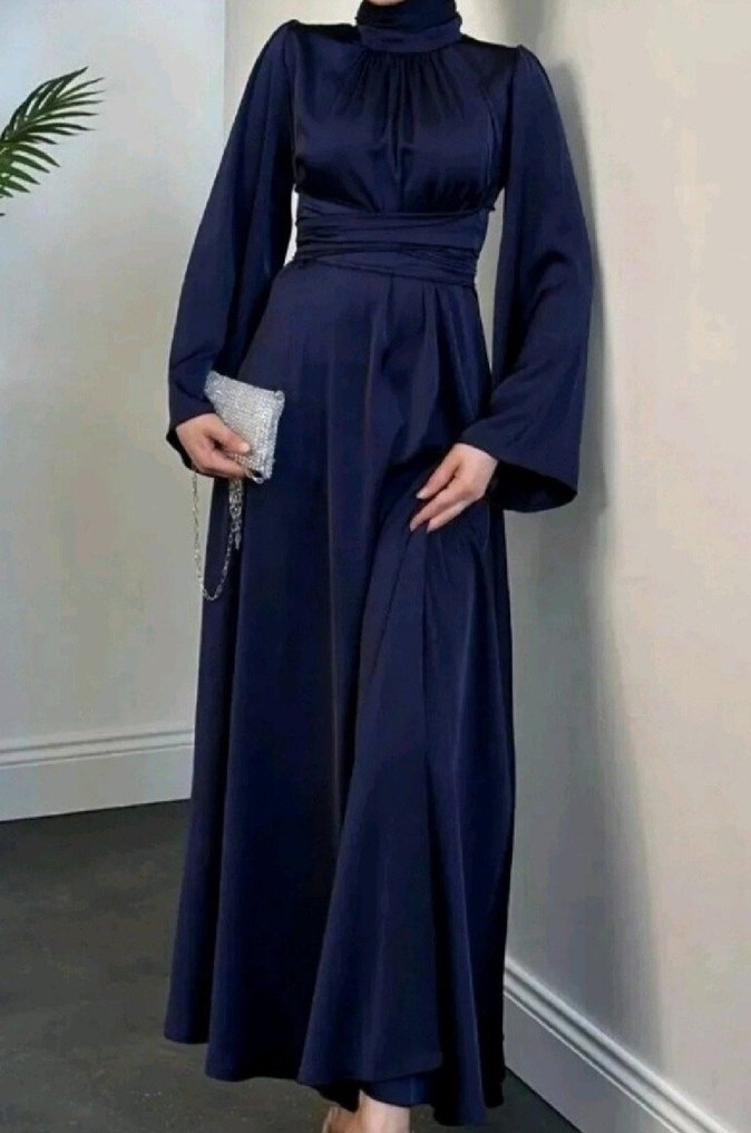 İspanyol kollu beli bağlamalı abiye-elbise - Görsel 3