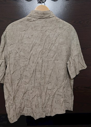 Erkek Bej Kısa Kollu Keten Gömlek - Görsel 2