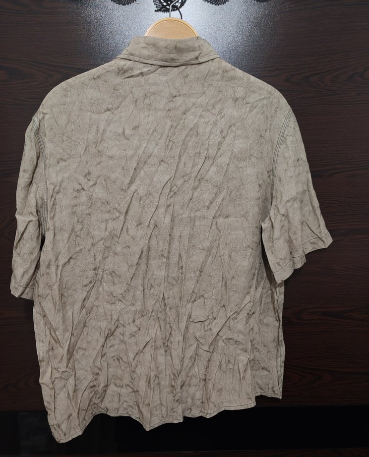 Erkek Bej Kısa Kollu Keten Gömlek - Görsel 2