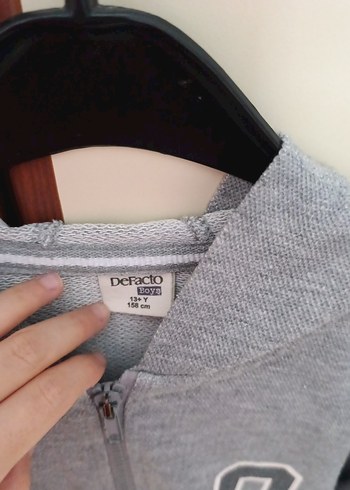Erkek Çocuk Gri Fermuarlı Sweatshirt - Görsel 2
