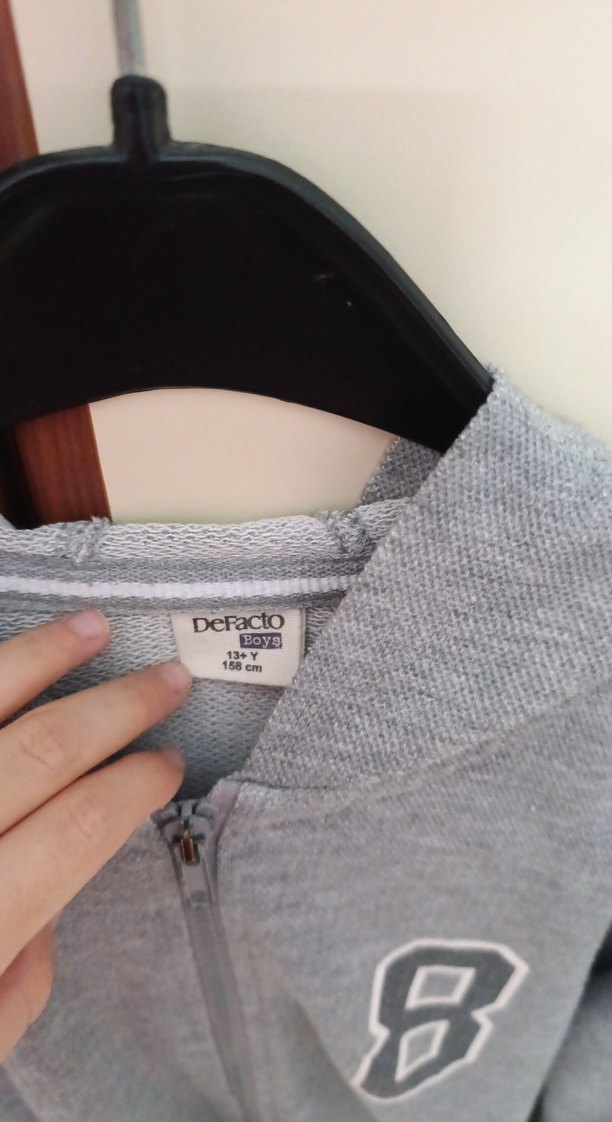 Erkek Çocuk Gri Fermuarlı Sweatshirt - Görsel 2