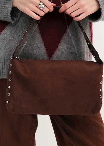 Kahverengi Süet Kadın Çanta Tokalı - Görsel 3