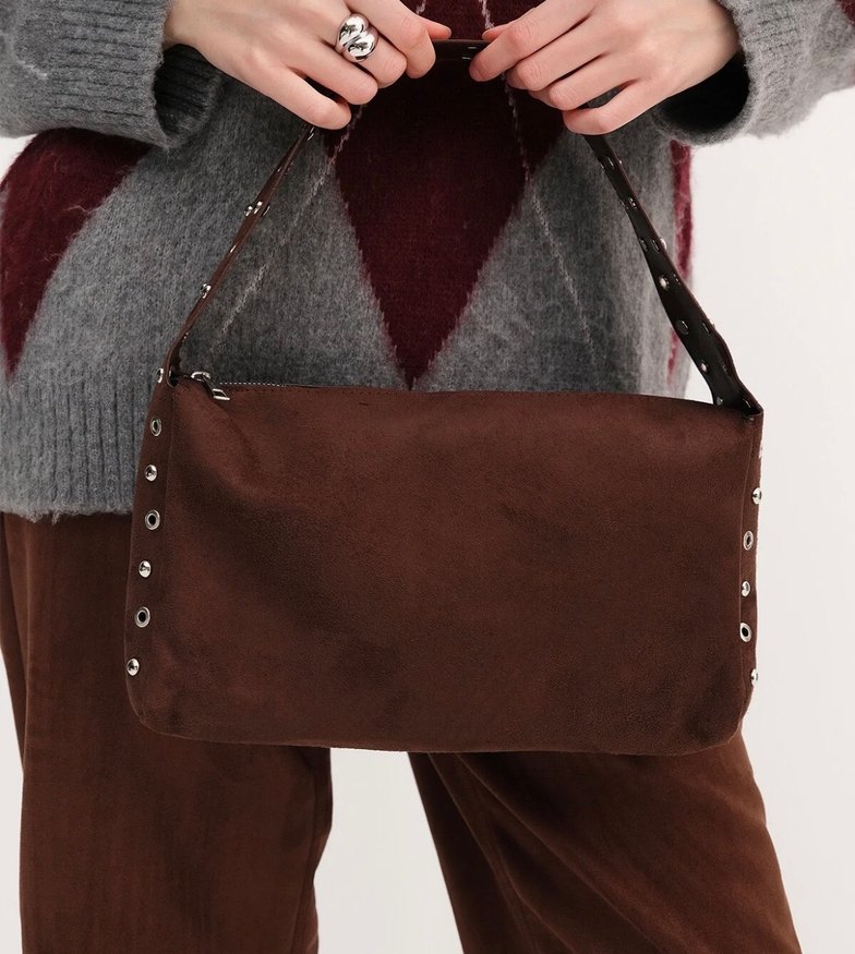 Kahverengi Süet Kadın Çanta Tokalı - Görsel 3